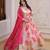 Pink silk embroidery zari sequins flared gown with heavy dupatta