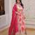 Pink silk embroidery zari sequins flared gown with heavy dupatta
