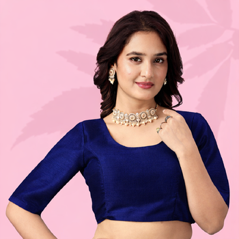 blue art silk embroidered saree with sequin detail 5