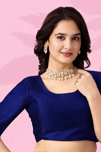 blue art silk embroidered saree with sequin detail