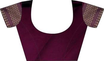 Purple silk blend banarasi saree with unstitched blouse piece 6
