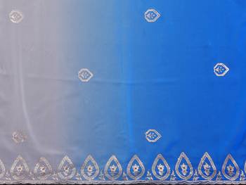 blue and grey georgette silk embroidery work saree 5