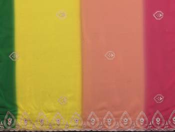 green and pink georgette silk embroidery work saree 5