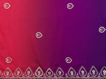 elegant magenta georgette silk embroidery work saree 5