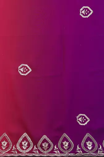 elegant magenta georgette silk embroidery work saree