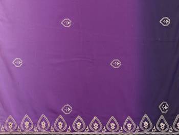 elegant purple color georgette saree with embroidery work 5