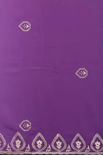 elegant purple color georgette saree with embroidery work