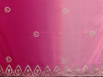 beautiful rose pink georgette saree with embroidery work 5