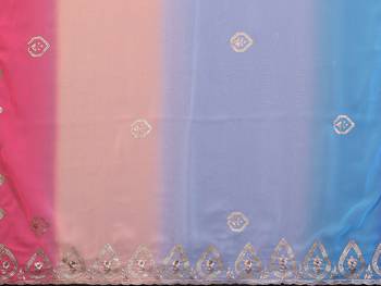 sky blue and pink georgette saree with embroidery work 5