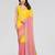 Yellow peach georgette silk pading with embroidery work saree and embroidery work blouse