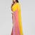 Yellow peach georgette silk pading with embroidery work saree and embroidery work blouse