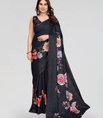 black kalamkari digital print manipuri silk saree with arka border