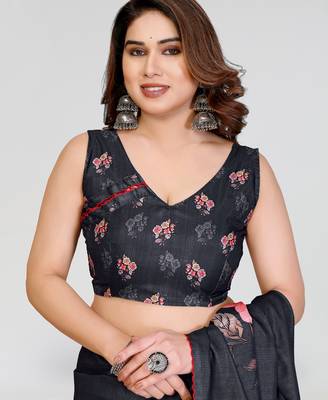 black kalamkari digital print manipuri silk saree with arka border 4