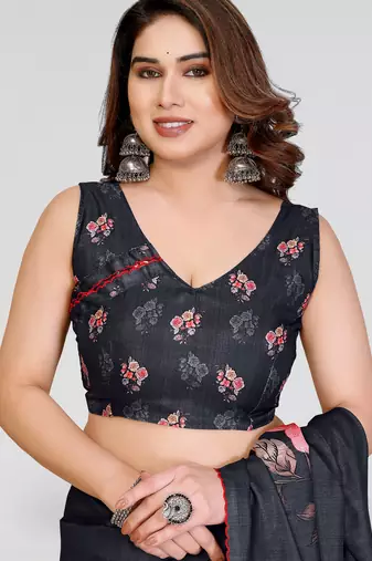 black kalamkari digital print manipuri silk saree with arka border
