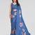 Blue manipuri silk kalamkari digital print saree with arka work border