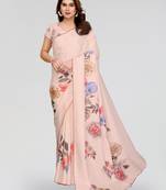 cream kalamkari digital print manipuri silk saree with arka border