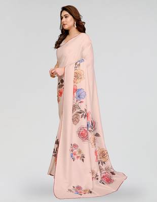 cream kalamkari digital print manipuri silk saree with arka border 2