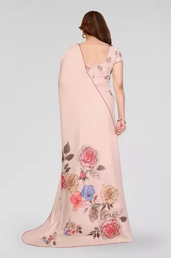 cream kalamkari digital print manipuri silk saree with arka border