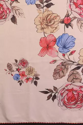 cream kalamkari digital print manipuri silk saree with arka border