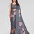 Grey manipuri silk kalamkari digital print saree with arka work border
