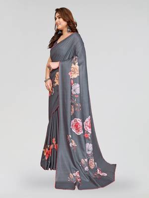grey kalamkari digital print manipuri silk saree with arka border 2