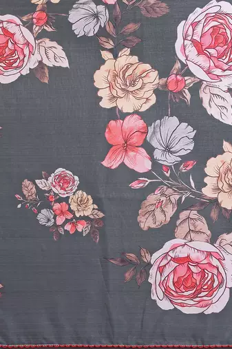 grey kalamkari digital print manipuri silk saree with arka border