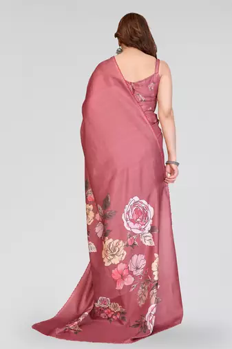 peach kalamkari digital print manipuri silk saree with arka border