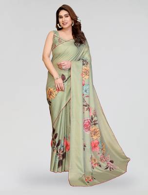pista kalamkari digital print manipuri silk saree with arka border 1
