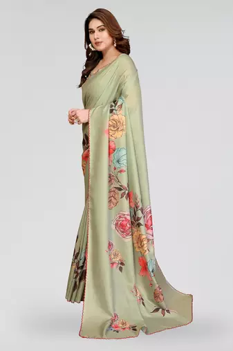 pista kalamkari digital print manipuri silk saree with arka border