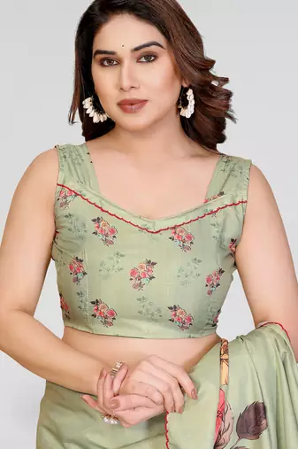 pista kalamkari digital print manipuri silk saree with arka border