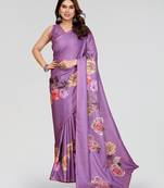 purple kalamkari digital print manipuri silk saree with arka border