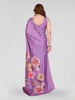 purple kalamkari digital print manipuri silk saree with arka border 3