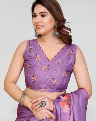 purple kalamkari digital print manipuri silk saree with arka border 4