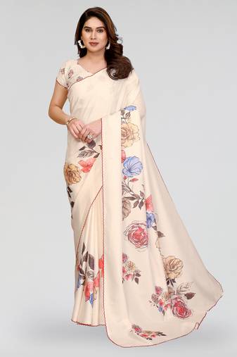 white kalamkari digital print manipuri silk saree with arka border