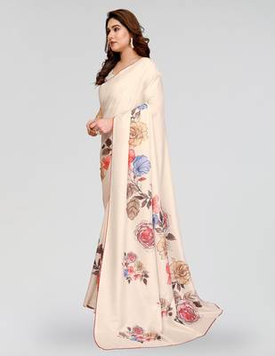 white kalamkari digital print manipuri silk saree with arka border 2