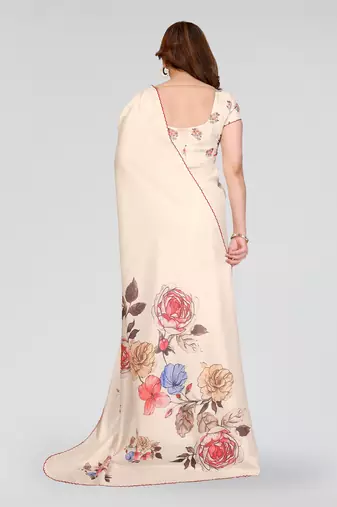white kalamkari digital print manipuri silk saree with arka border