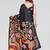 Black manipuri silk kalamkari digital print saree with mirror work border