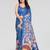 Blue manipuri silk kalamkari digital print saree with mirror work border
