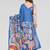 Blue manipuri silk kalamkari digital print saree with mirror work border