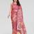 Peach manipuri silk kalamkari digital print saree with mirror work border