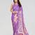 Purple manipuri silk kalamkari digital print saree with mirror work border