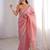 pink jari dori embroidery cotton saree with mirror work