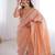peach jari dori embroidery cotton saree with mirror work