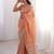 peach jari dori embroidery cotton saree with mirror work