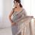 grey jari dori embroidery cotton saree with mirror work