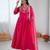 Pink Color Roman Silk Embroidery Work  Party Wear Gown