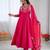 Pink Color Roman Silk Embroidery Work  Party Wear Gown