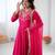 Pink Color Roman Silk Embroidery Work  Party Wear Gown