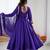 Purple Color Roman Silk Embroidery Work  Party Wear Gown