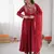 dark rani pink roman silk embroidery work salwar kameez set